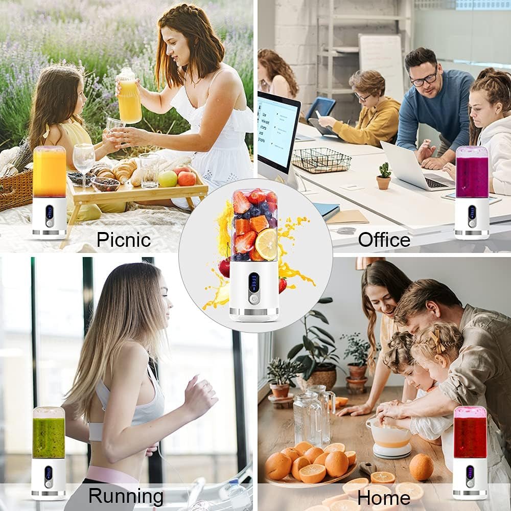 Portable Blender, Smart LCD Display Personal Size Blender USB Rechargeable for Shakes and Smoothies, 15.2Oz Fruit Juice Mixer with Six Blades, Mini Blender to Go Sports,Travel, Office, Gym - Love All Things Home