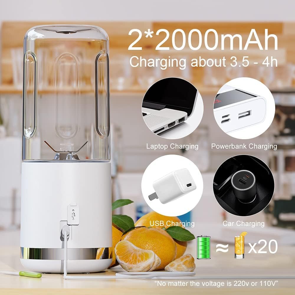 Portable Blender, Smart LCD Display Personal Size Blender USB Rechargeable for Shakes and Smoothies, 15.2Oz Fruit Juice Mixer with Six Blades, Mini Blender to Go Sports,Travel, Office, Gym - Love All Things Home