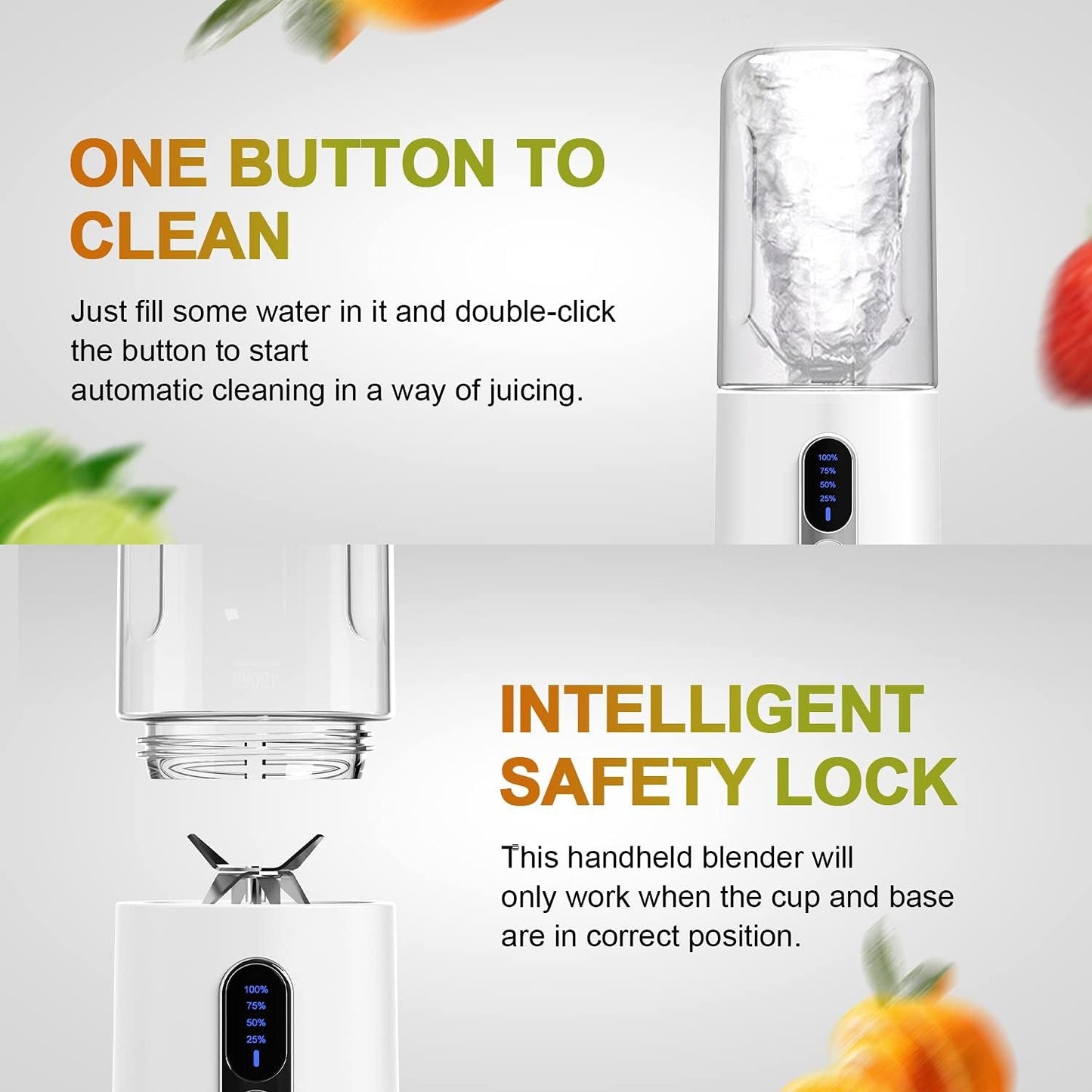 Portable Blender, Smart LCD Display Personal Size Blender USB Rechargeable for Shakes and Smoothies, 15.2Oz Fruit Juice Mixer with Six Blades, Mini Blender to Go Sports,Travel, Office, Gym - Love All Things Home