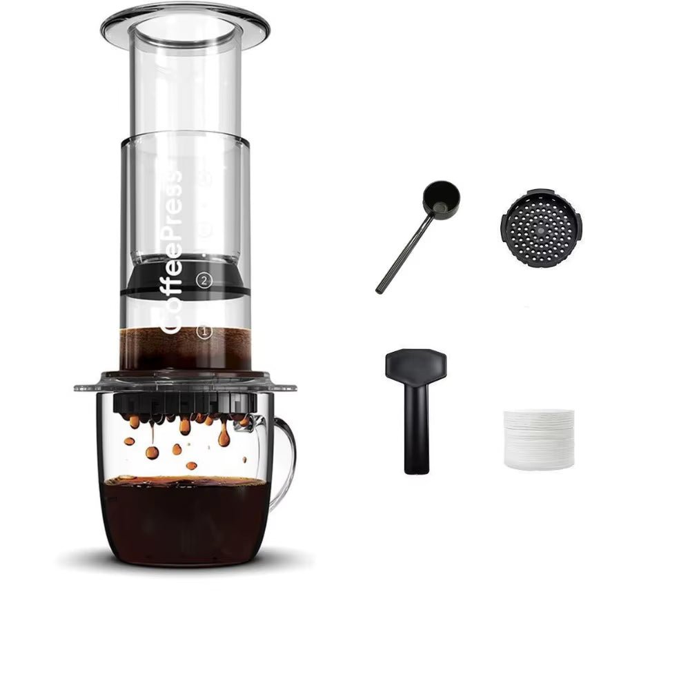 Portable Coffee Kettle Transparent French Style Press Coffee Pot Light Weight Anti - Slip Hand Pour Coffee Maker Outdoor - Love All Things Home