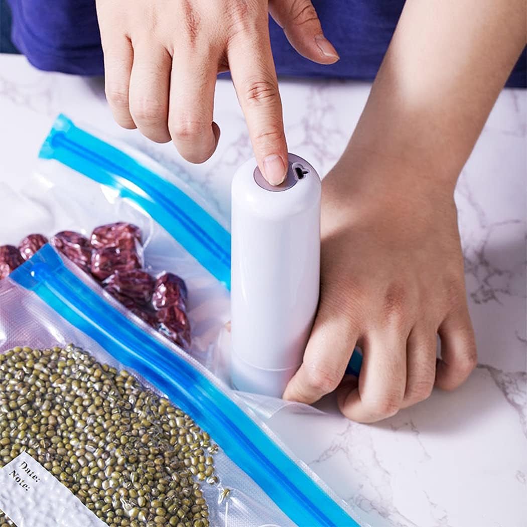 Portable Handheld Food Vacuum Sealer, Automatic Portable Food Sealer for Food Savers with 10 Pack Reusable Sous Vide Bags, 2 Sealing Clips, Mini Vacuum Sealer Machine by Hehebon(Black) - Love All Things Home