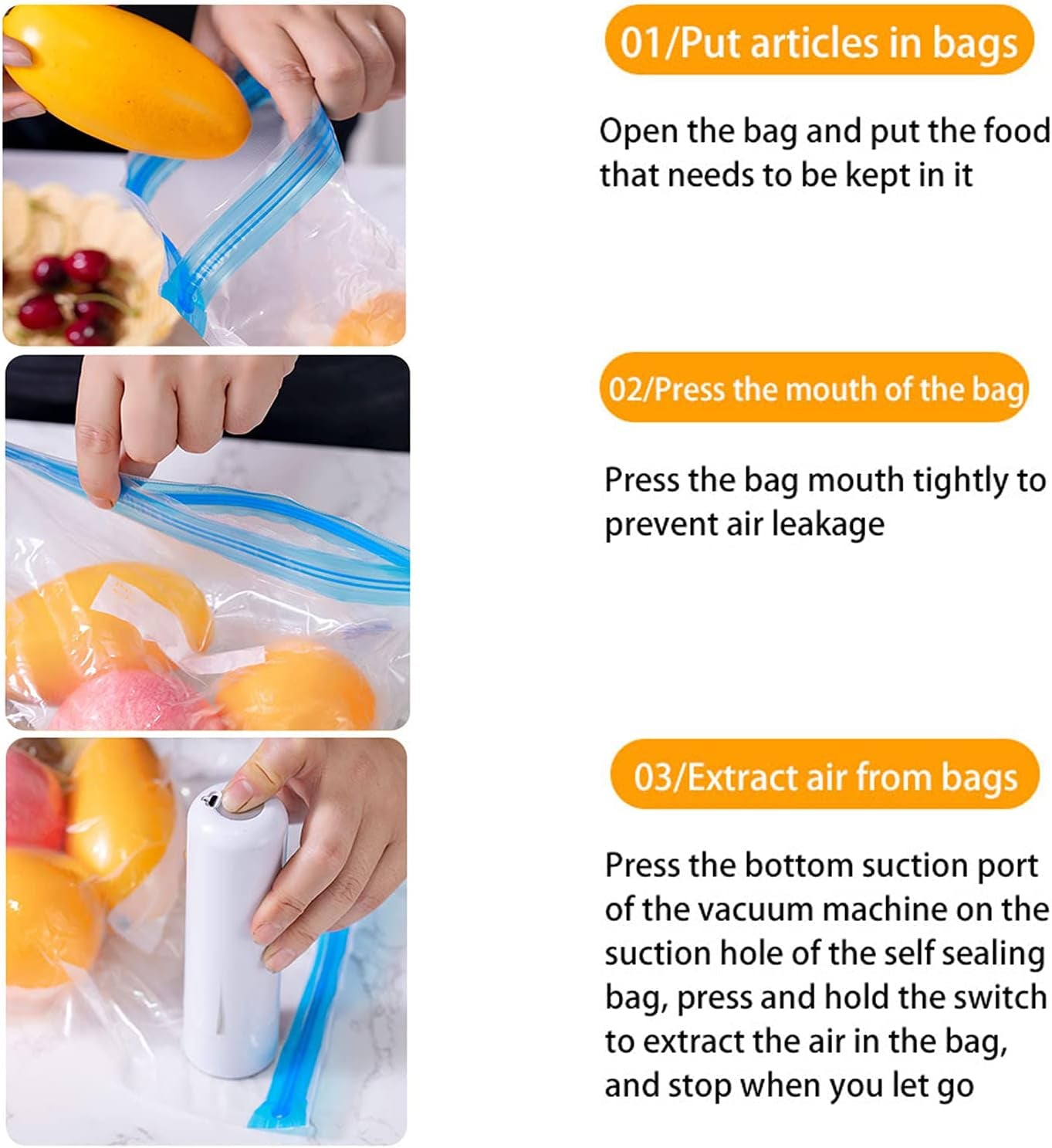 Portable Handheld Food Vacuum Sealer, Automatic Portable Food Sealer for Food Savers with 10 Pack Reusable Sous Vide Bags, 2 Sealing Clips, Mini Vacuum Sealer Machine by Hehebon(Black) - Love All Things Home