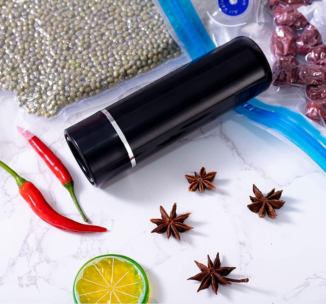 Portable Handheld Food Vacuum Sealer, Automatic Portable Food Sealer for Food Savers with 10 Pack Reusable Sous Vide Bags, 2 Sealing Clips, Mini Vacuum Sealer Machine by Hehebon(Black) - Love All Things Home