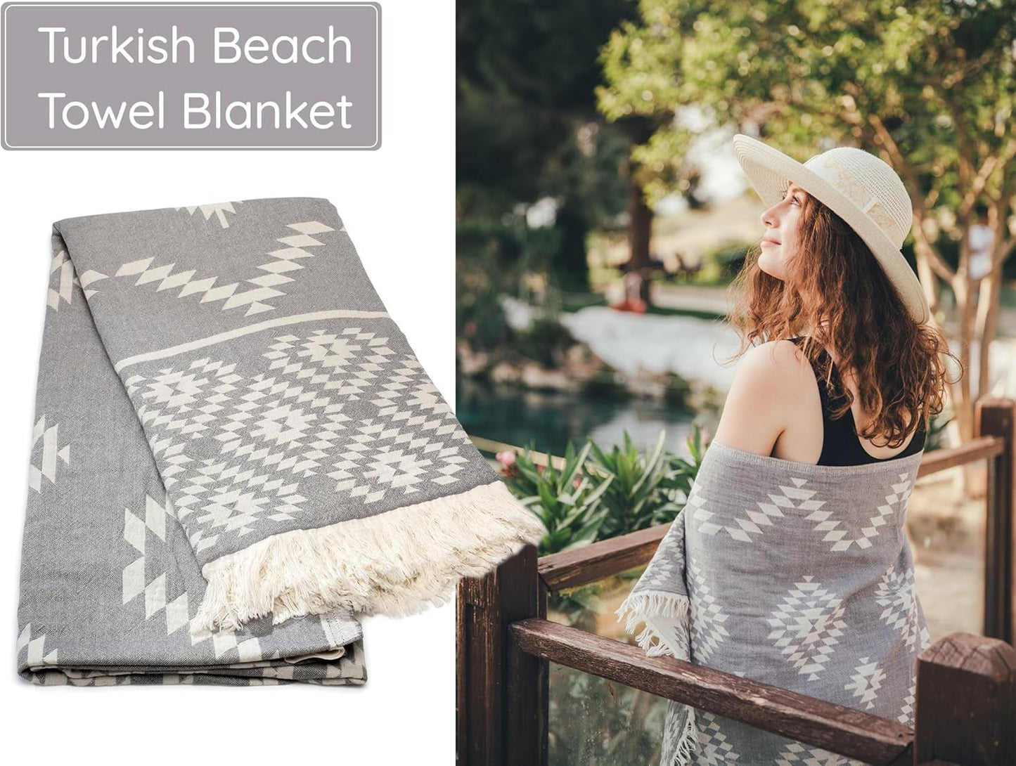 Premium Turkish Beach Towel – 35"X67" Lightweight Quick Dry Towel – 100% Cotton Sand - Free Turkish Towels – Vintage Dark Grey - Love All Things Home