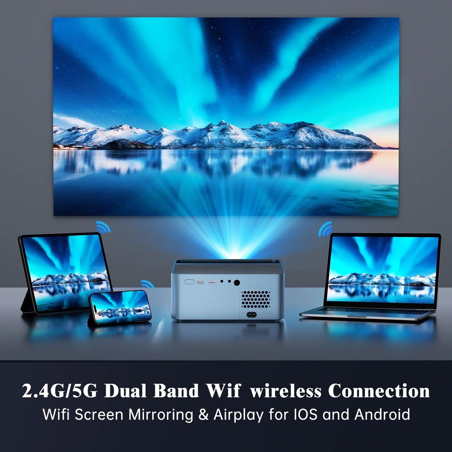 Projector w/ Wifi Bluetooth, 4K Support Native 1080P Projector, 15000LM Full HD Video Projector, LCD - Love All Things Home