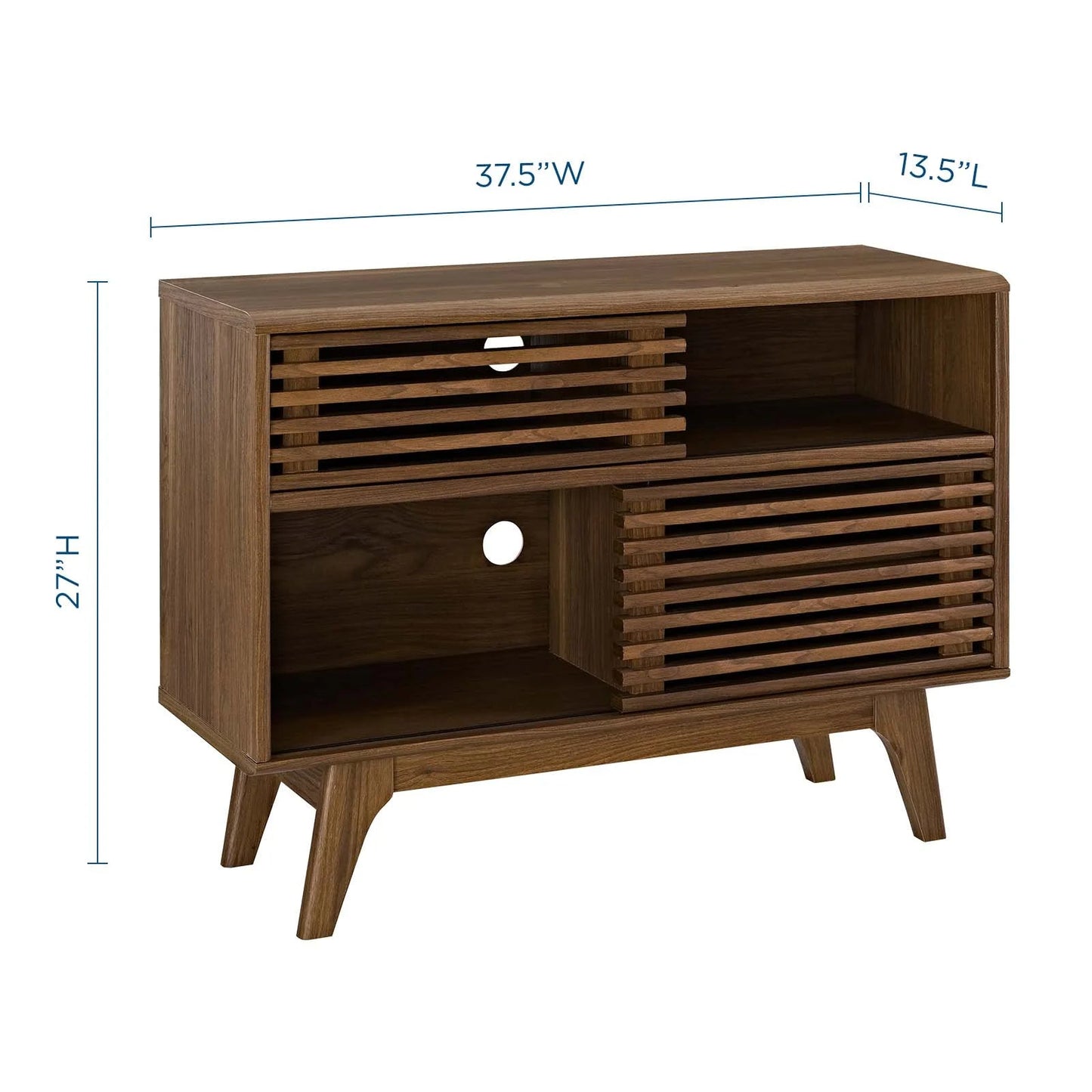 Render Modern Style Particleboard Wood Display Stand in Walnut - Love All Things Home
