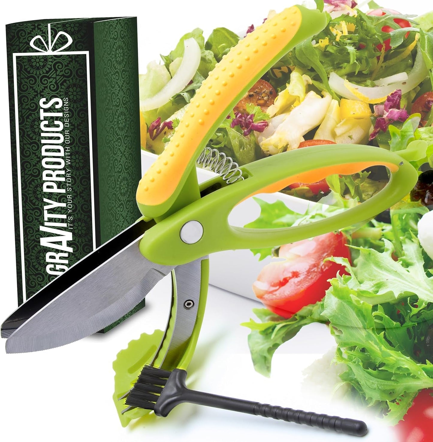 Salad Scissors - 2 - In - 1 Food Chopper and Kitchen Shears Ergonomic Handle - Love All Things Home