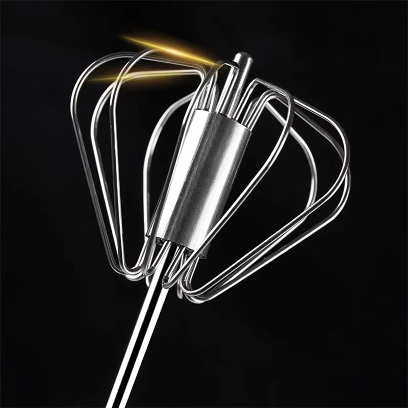 Semi Automatic Mixer Manual Self Turning Stainless Steel Easy Whisk Hand Blender - Love All Things Home