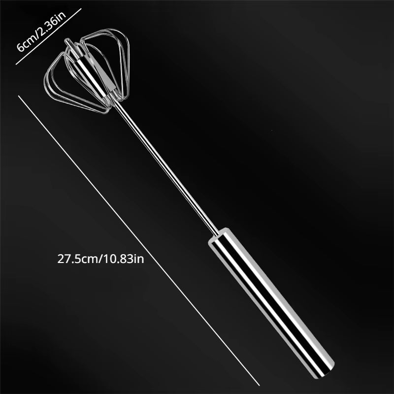 Semi Automatic Mixer Manual Self Turning Stainless Steel Easy Whisk Hand Blender - Love All Things Home