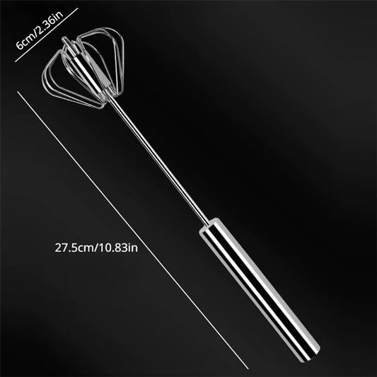 Semi Automatic Mixer Manual Self Turning Stainless Steel Easy Whisk Hand Blender - Love All Things Home