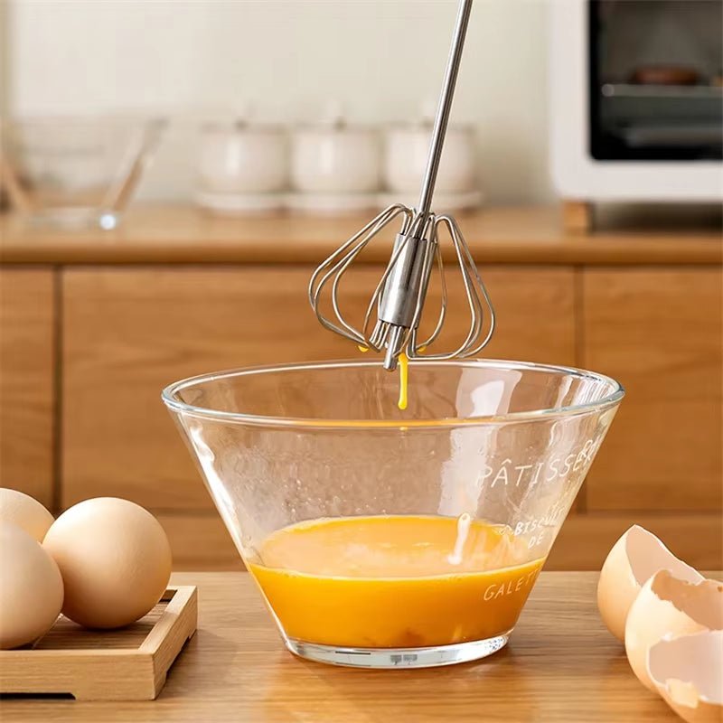 Semi Automatic Mixer Manual Self Turning Stainless Steel Easy Whisk Hand Blender - Love All Things Home