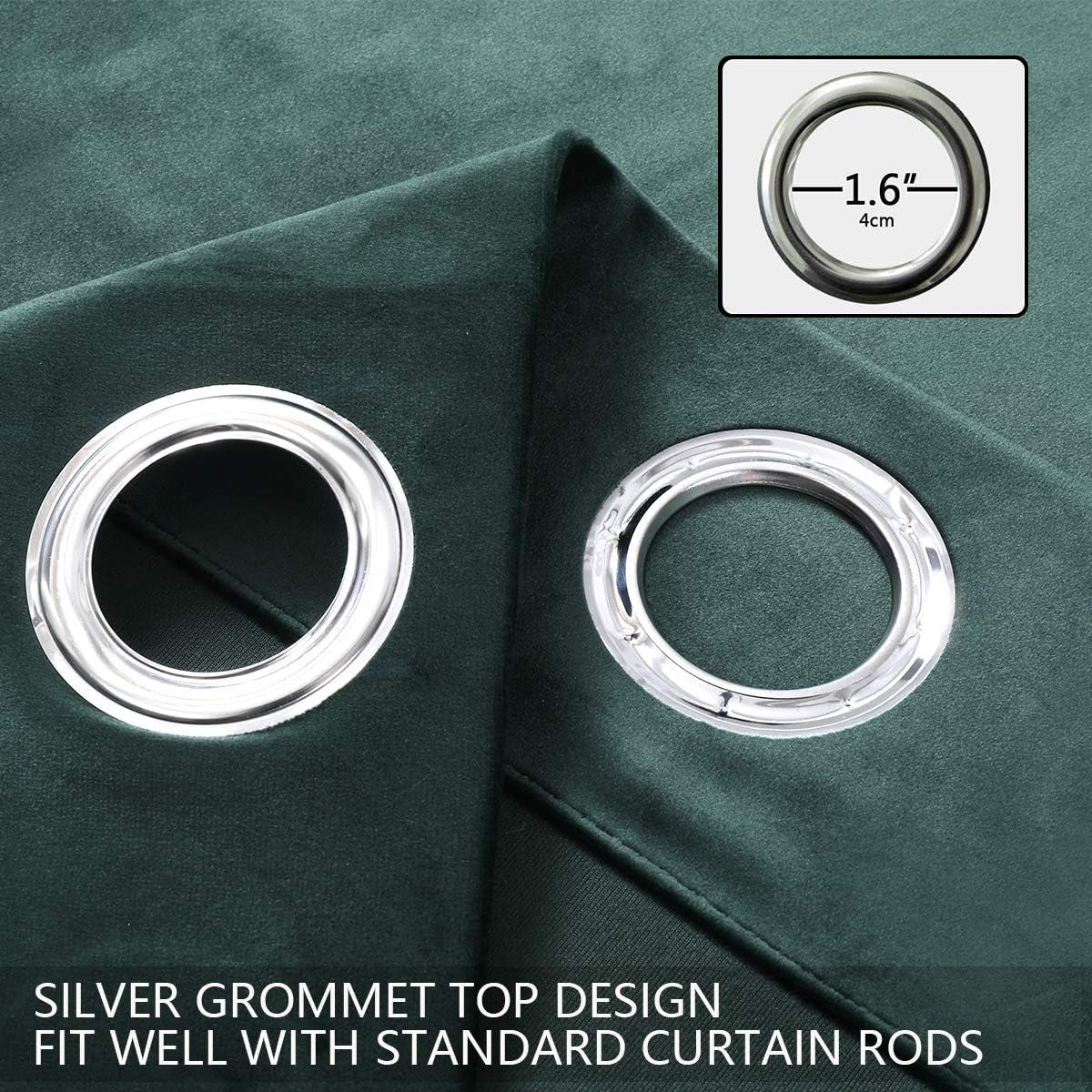 SPXTEX Green Velvet Blackout Curtains - 84 Inch Long Grommet Velvet Window Curtain Panels - Set of 2 Heat Insulated, Thermal Light Blocking Panels for Bedroom - Love All Things Home