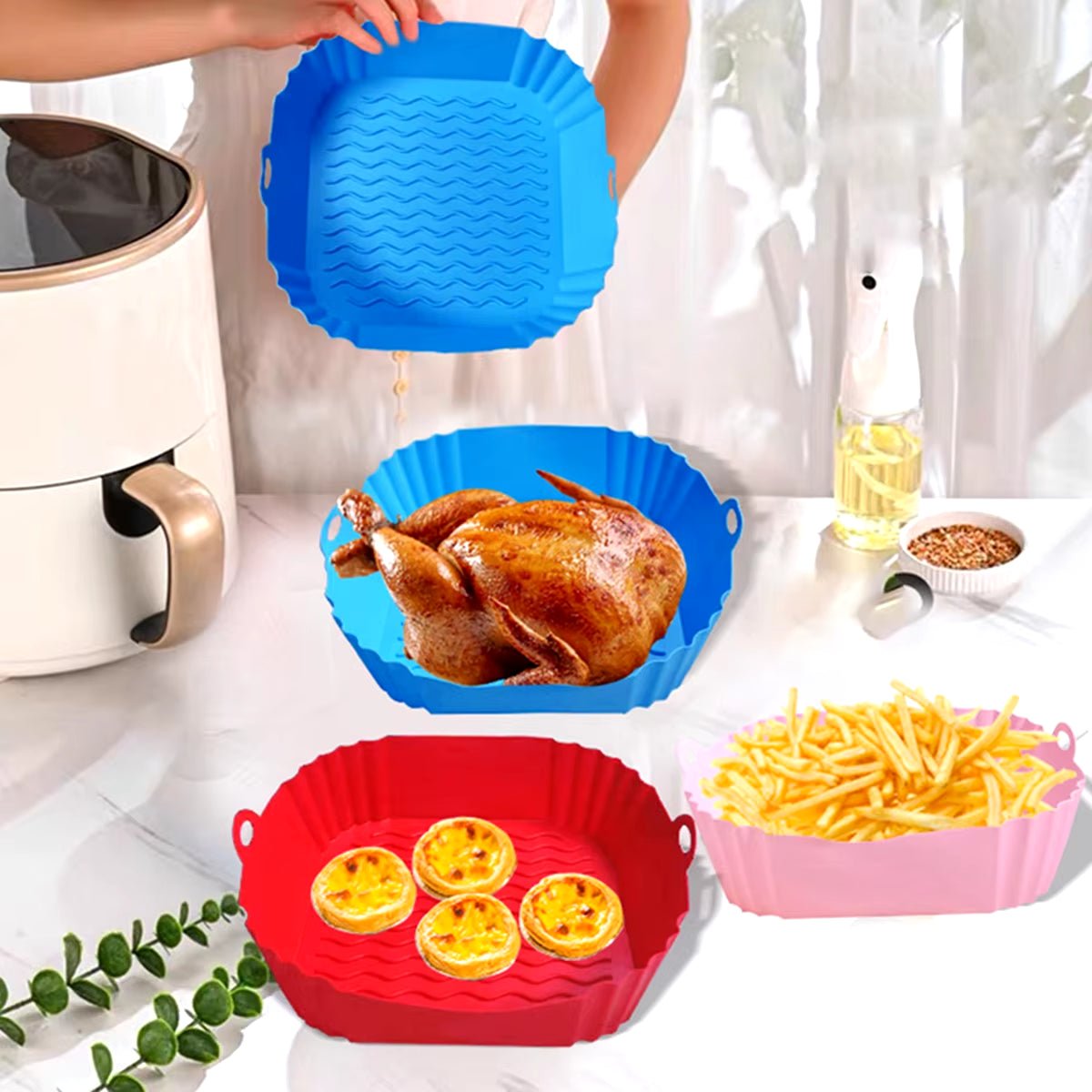 Square Silicone, Air Fryer Inserts, Air Fryer Pot, Air Fryer Liners, Reusable, Air Fryer Accessories, Oven Microwave Accessories - Love All Things Home