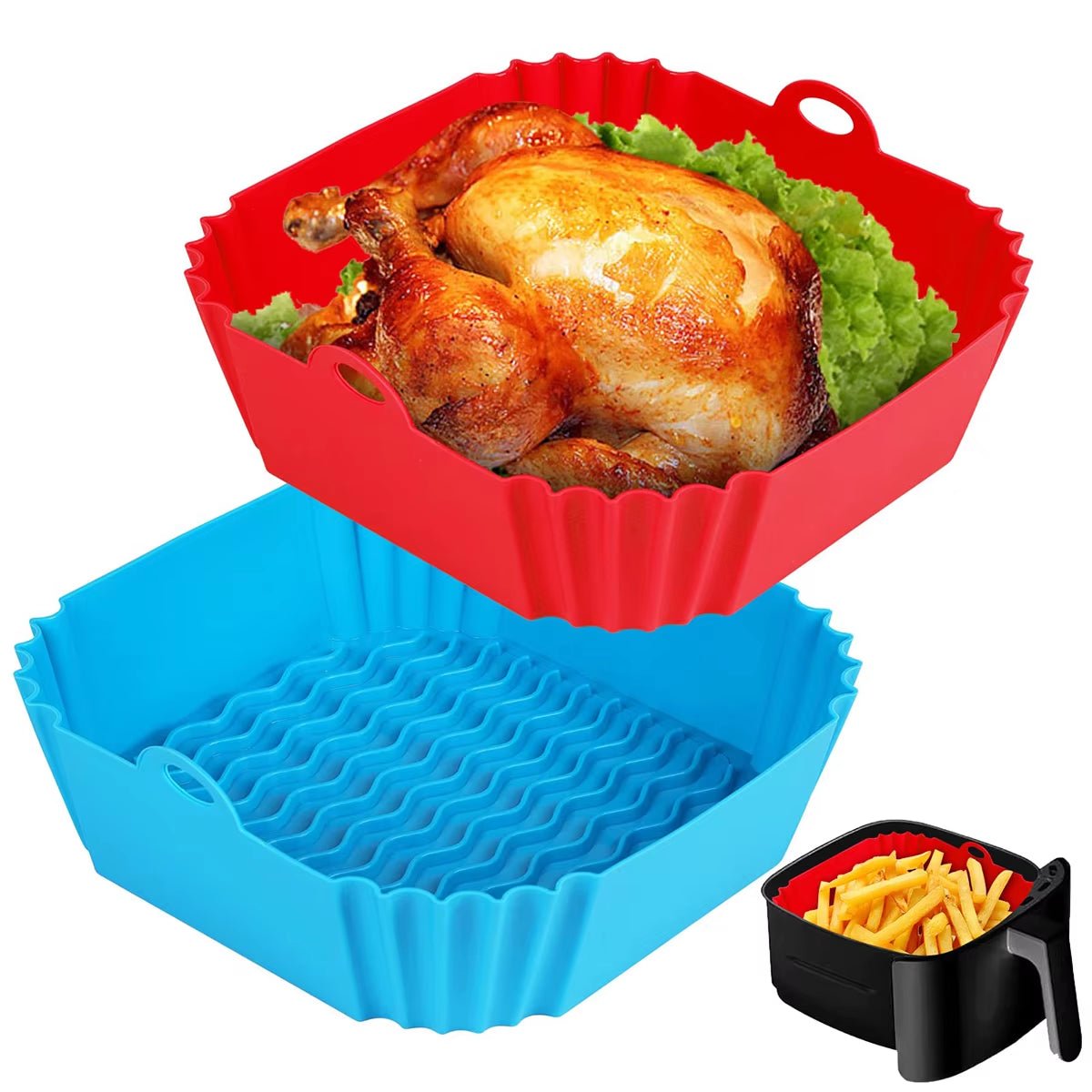Square Silicone, Air Fryer Inserts, Air Fryer Pot, Air Fryer Liners, Reusable, Air Fryer Accessories, Oven Microwave Accessories - Love All Things Home
