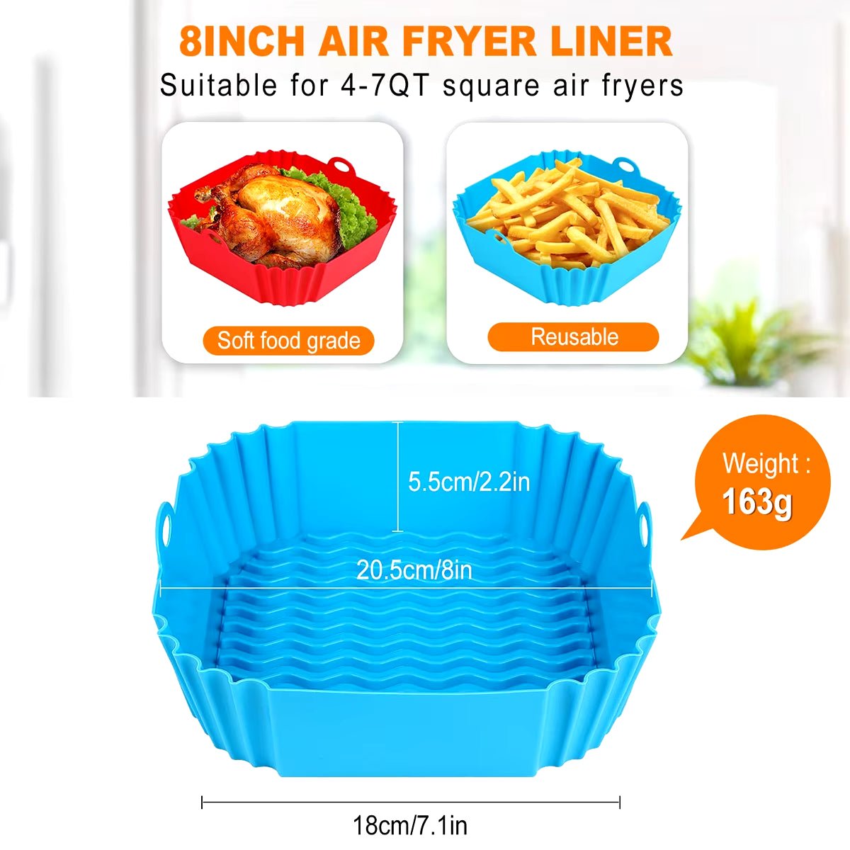 Square Silicone, Air Fryer Inserts, Air Fryer Pot, Air Fryer Liners, Reusable, Air Fryer Accessories, Oven Microwave Accessories - Love All Things Home