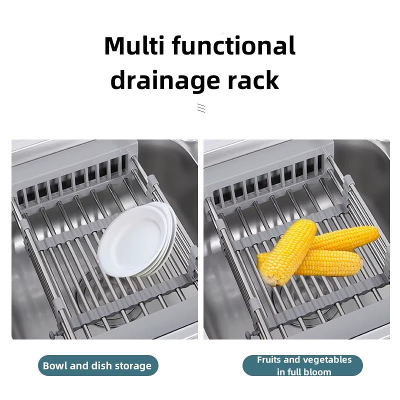 Stainless Steel Kitchen Sink Drain Rack Extendable Dish Drying Rack Drain Basket Fruit Vegetable Washing Drainer Storage Rack - Love All Things Home