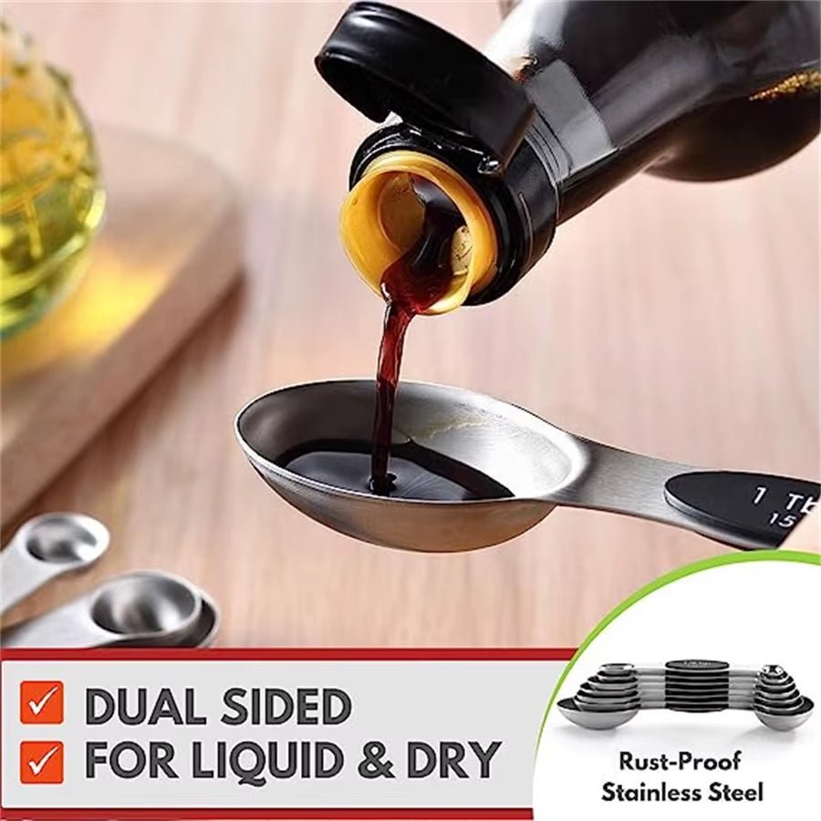 Stainless Steel Magnetic Measuring Spoons Set Heavy Duty Metal Kitchen Gadgets for Baking & Cooking, Fits in Most Kitchen Spice - Love All Things Home
