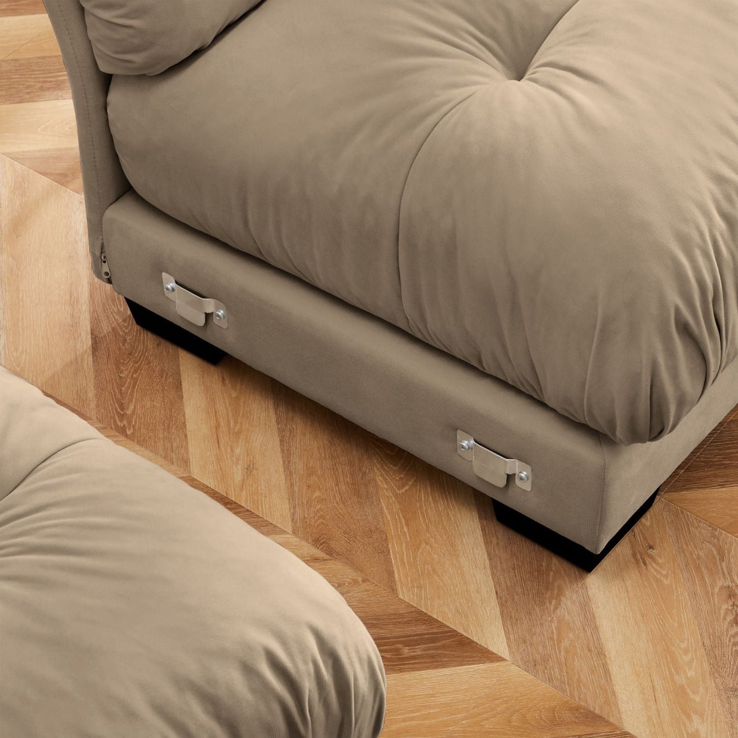 Super Comfort Oversized Modular Velvet Sectional Sofa Couch with Movable Ottoman,Corner Sectional with Bolstered Armrests, Deep Seat Cloud Couch, Convertible L Shaped Couch for Living Room Camel - Love All Things Home