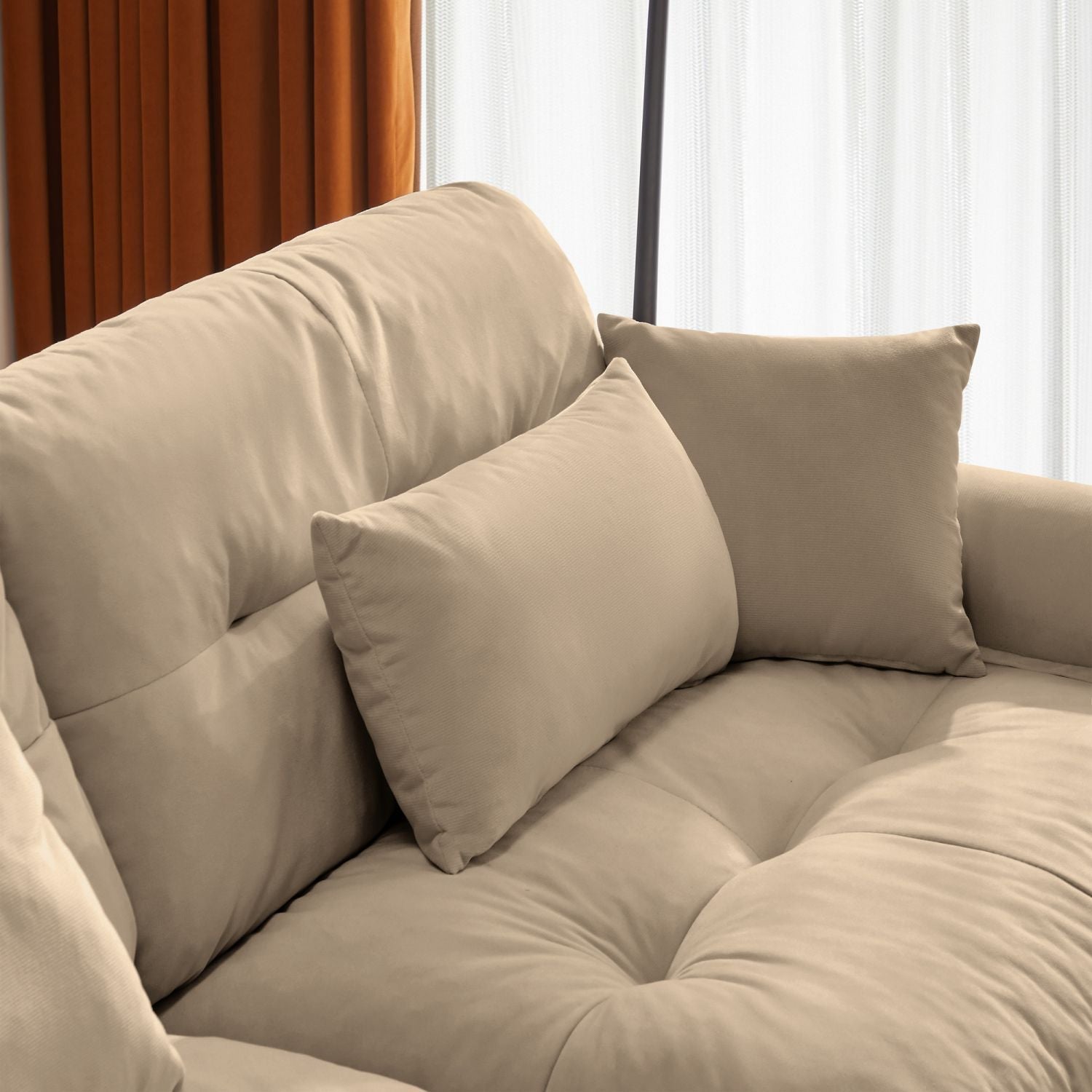 Super Comfort Oversized Modular Velvet Sectional Sofa Couch with Movable Ottoman,Corner Sectional with Bolstered Armrests, Deep Seat Cloud Couch, Convertible L Shaped Couch for Living Room Camel - Love All Things Home