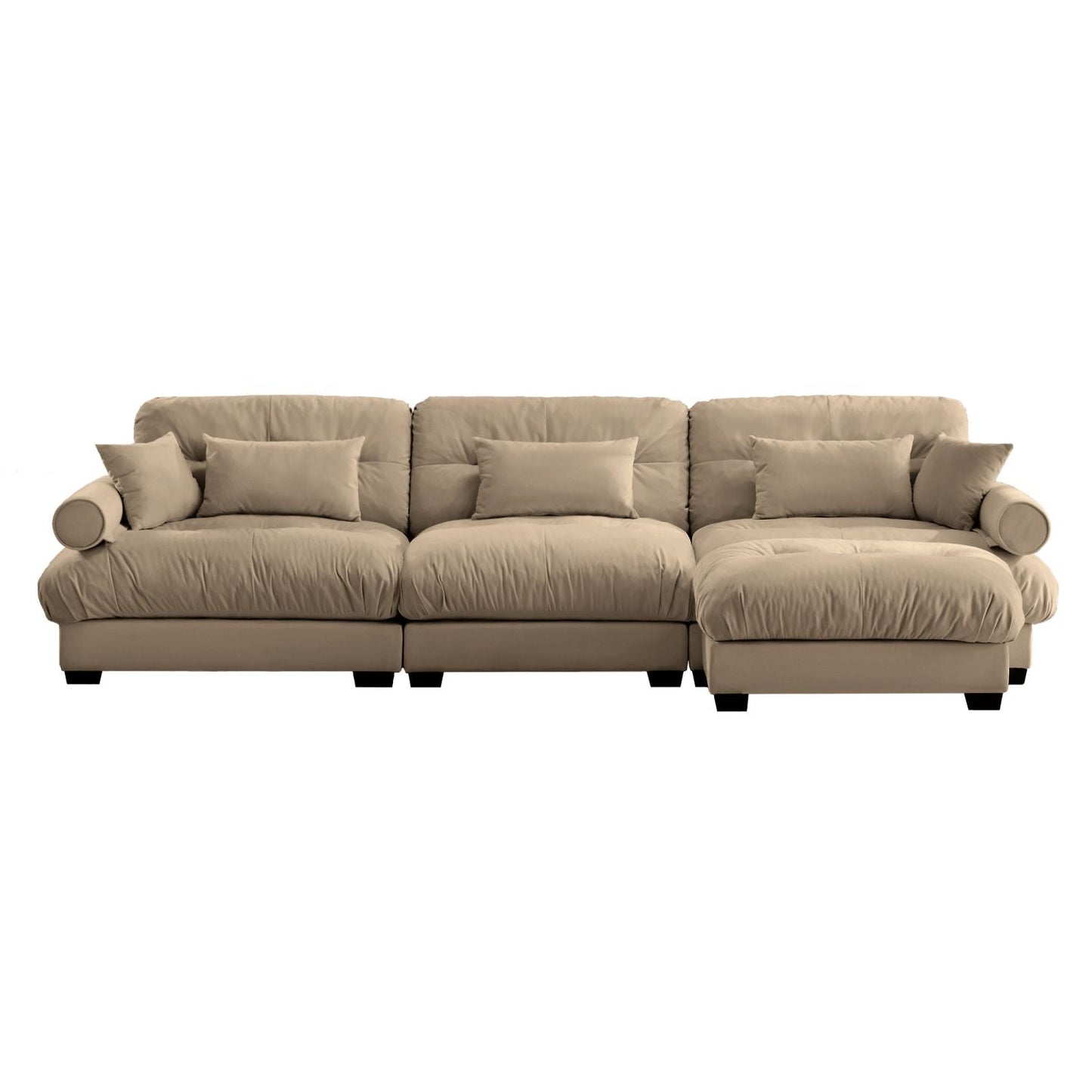 Super Comfort Oversized Modular Velvet Sectional Sofa Couch with Movable Ottoman,Corner Sectional with Bolstered Armrests, Deep Seat Cloud Couch, Convertible L Shaped Couch for Living Room Camel - Love All Things Home