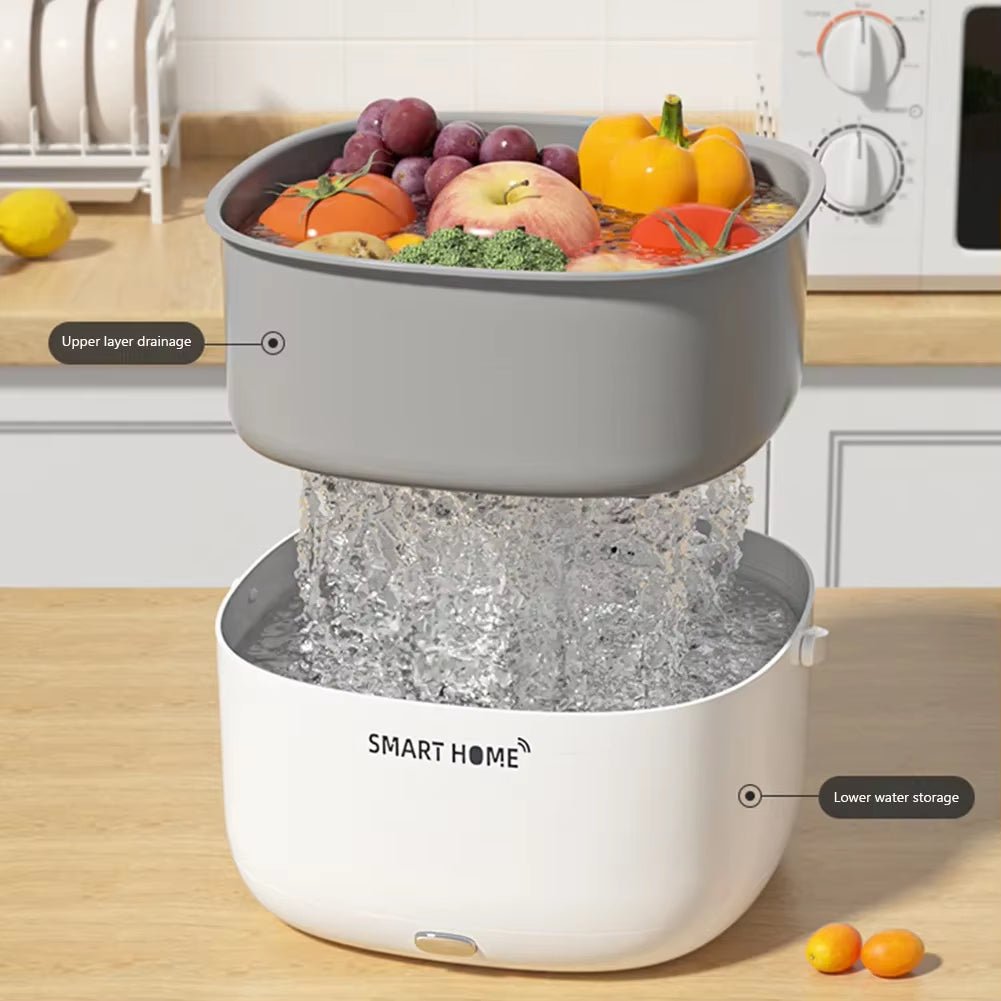 Ultrasonic Vegetable Washing Machine Household Food Remove Pesticide Residues Washer Kitchen Fruit Dirt Cleaning Purifier Basket - Love All Things Home