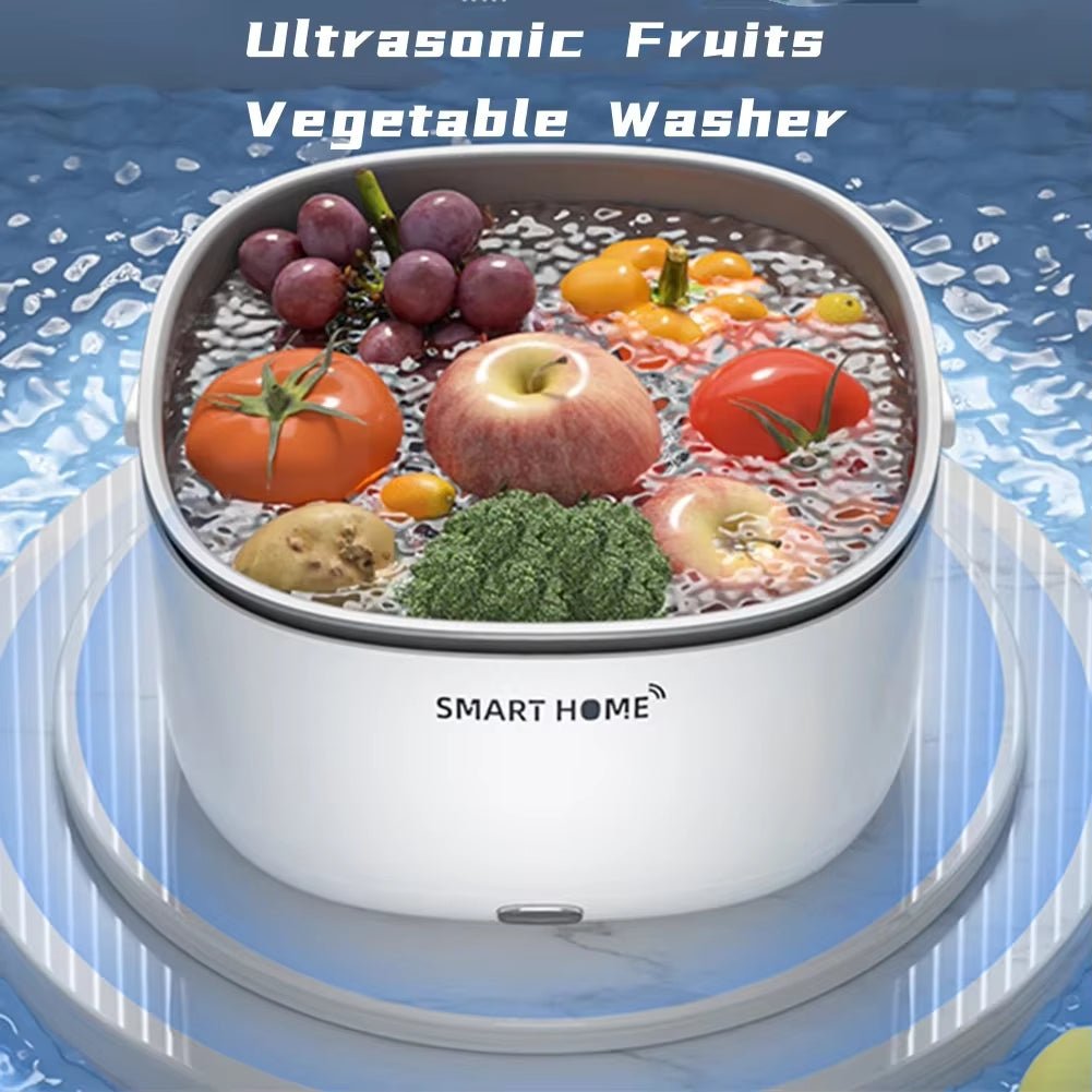 Ultrasonic Vegetable Washing Machine Household Food Remove Pesticide Residues Washer Kitchen Fruit Dirt Cleaning Purifier Basket - Love All Things Home