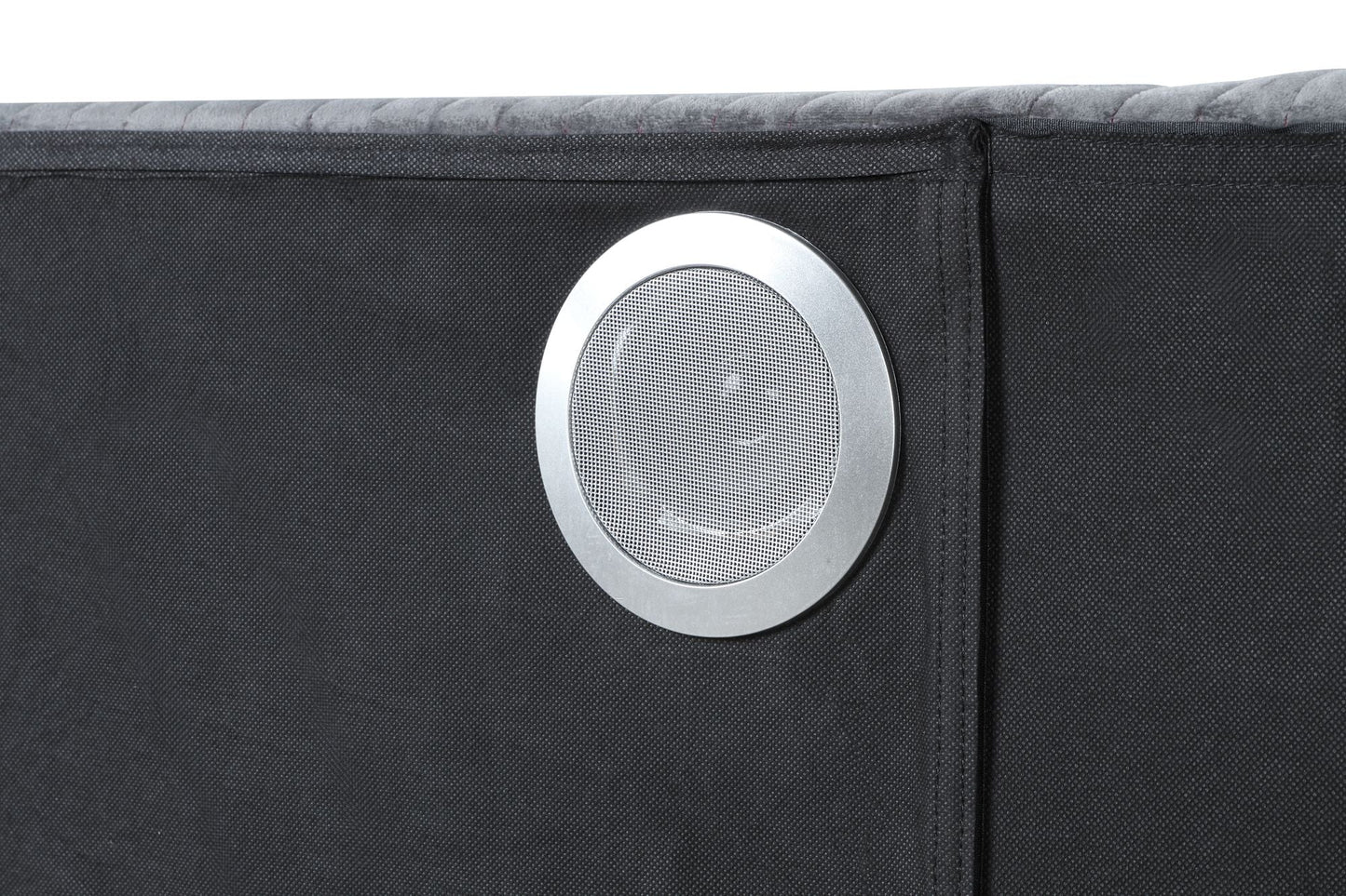 Upholstery Wooden King Bed with Ambient lighting in Black Velvet Finish - Love All Things Home