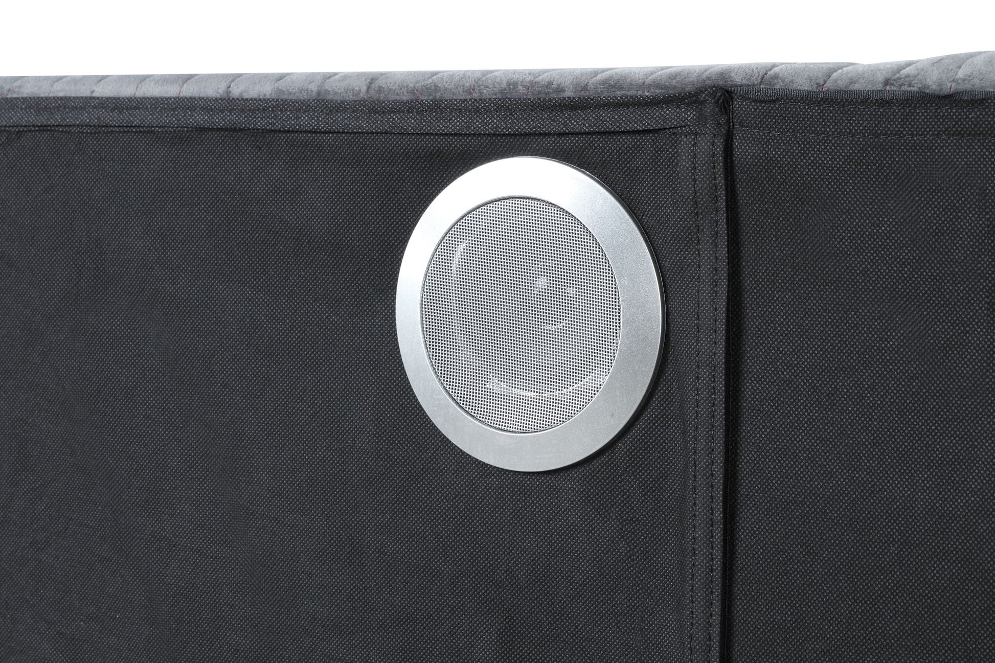 Upholstery Wooden King Bed with Ambient lighting in Black Velvet Finish - Love All Things Home