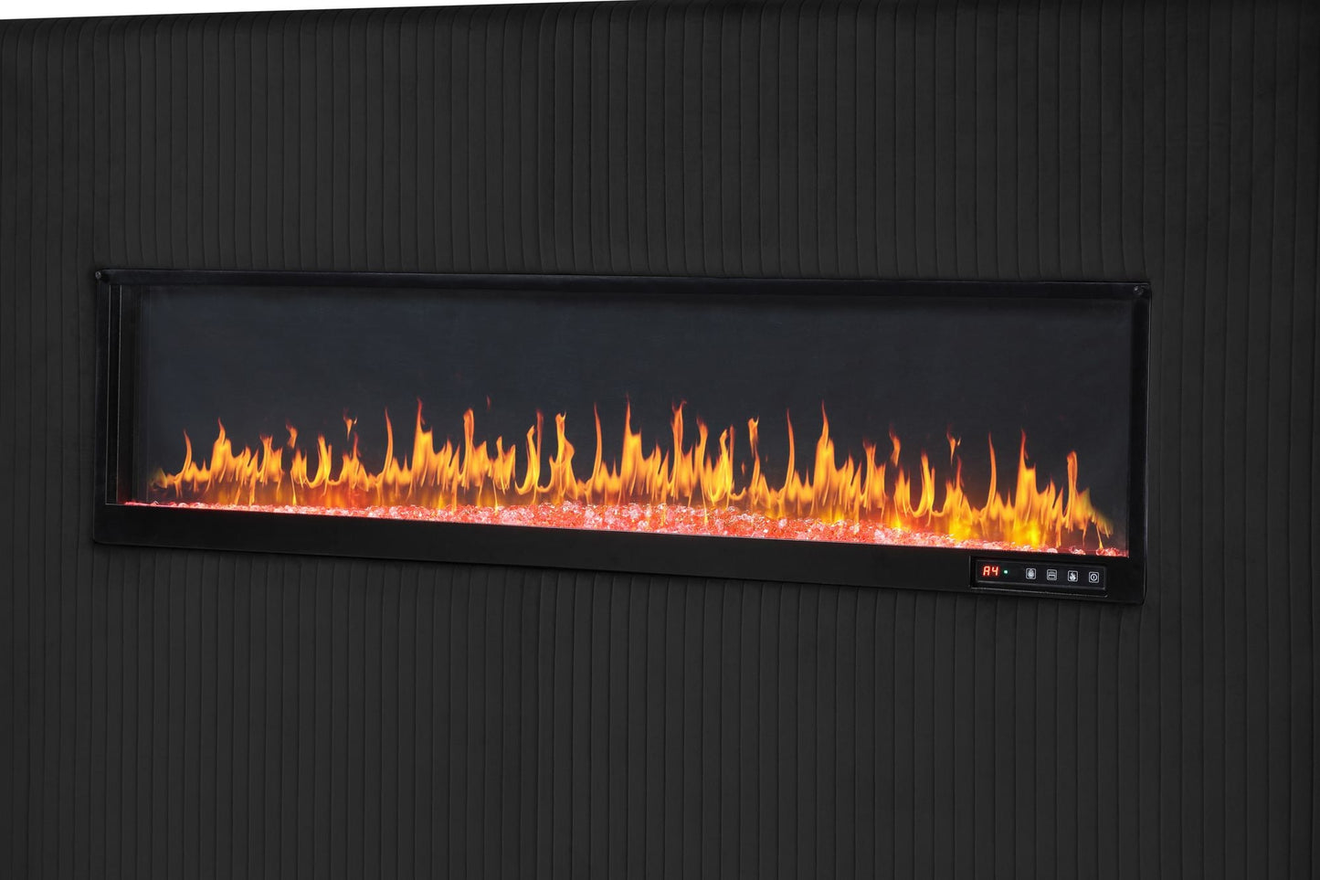 Upholstery Wooden King Bed with Ambient lighting in Black Velvet Finish - Love All Things Home