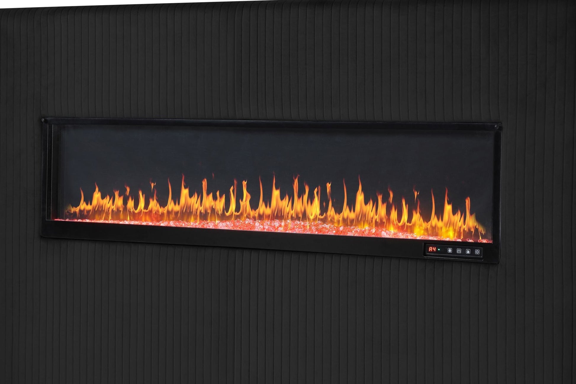 Upholstery Wooden King Bed with Ambient lighting in Black Velvet Finish - Love All Things Home