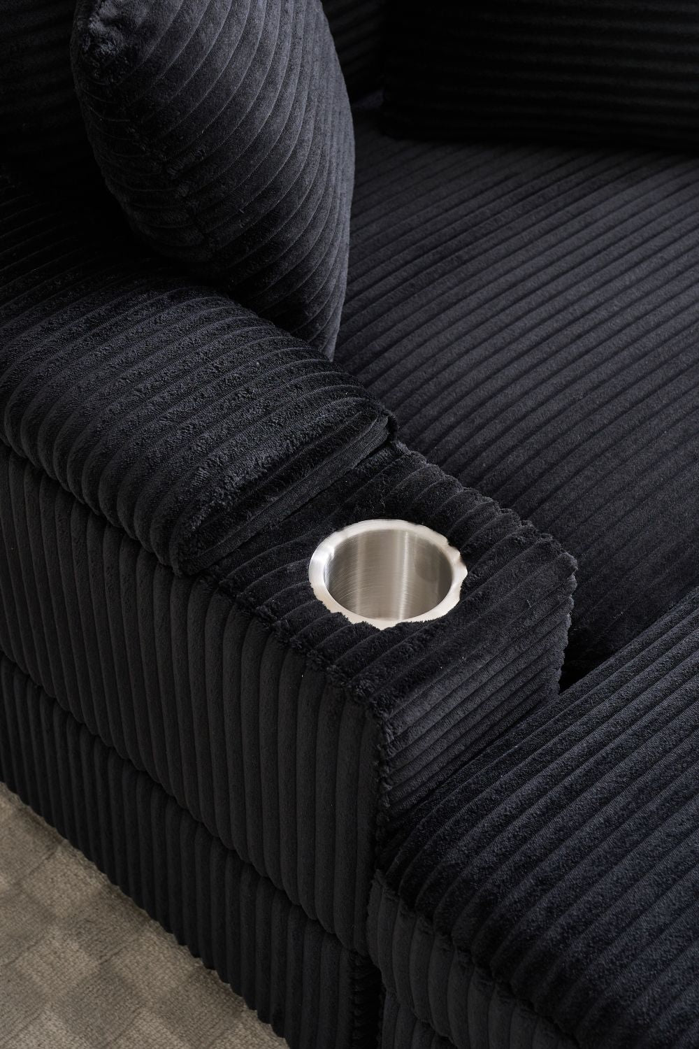 [VIDEO/New]Corduroy Upholstered Chaise Lounge Sofa with Handrail storage,Movable ottoman,Cupholders,Detachable Cushions Deep Seat for Living Room Office,5 colour,Wide stripe corduroy - Love All Things Home