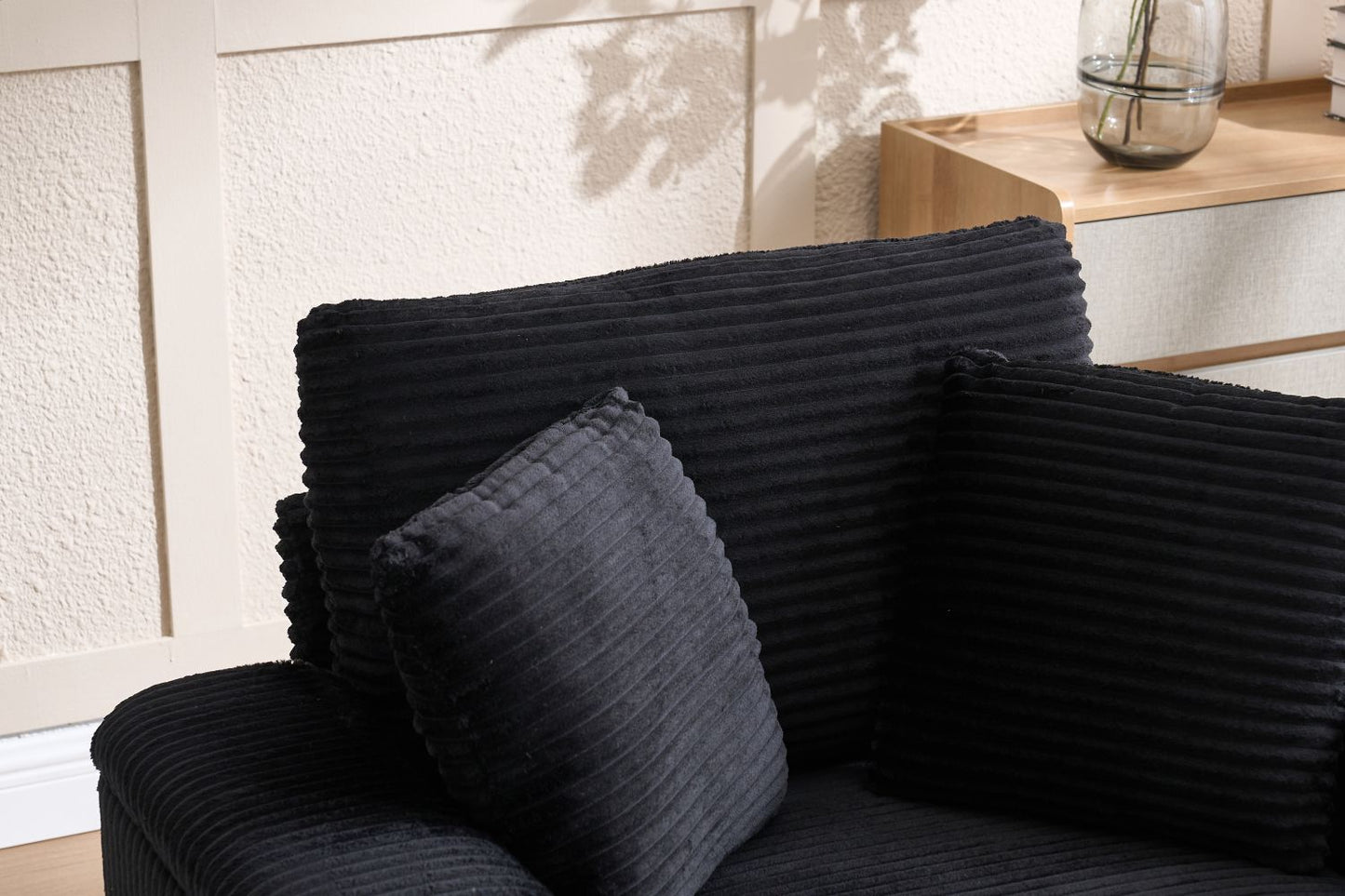 [VIDEO/New]Corduroy Upholstered Chaise Lounge Sofa with Handrail storage,Movable ottoman,Cupholders,Detachable Cushions Deep Seat for Living Room Office,5 colour,Wide stripe corduroy - Love All Things Home