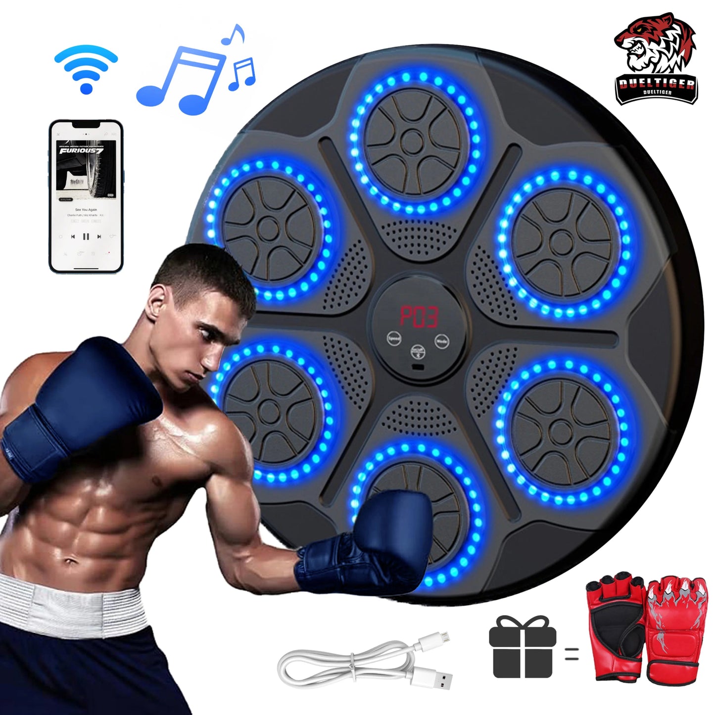 Wall Mounted Music Boxing Trainer Smart Bluetooth Home Gym Punching Equipment - Love All Things Home