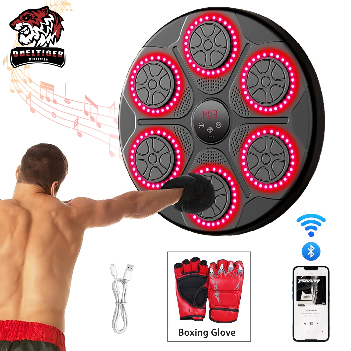 Wall Mounted Music Boxing Trainer Smart Bluetooth Home Gym Punching Equipment - Love All Things Home