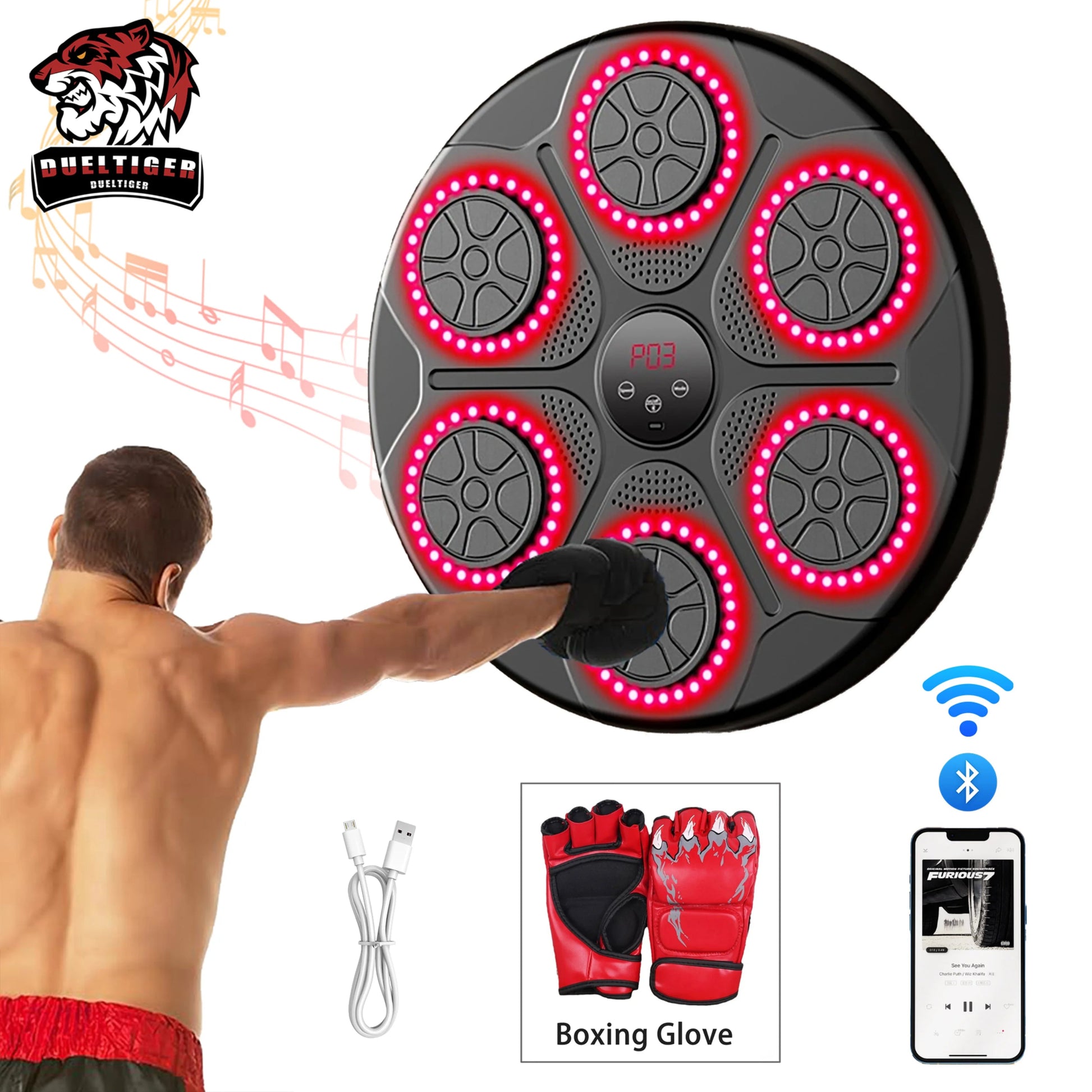 Wall Mounted Music Boxing Trainer Smart Bluetooth Home Gym Punching Equipment - Love All Things Home