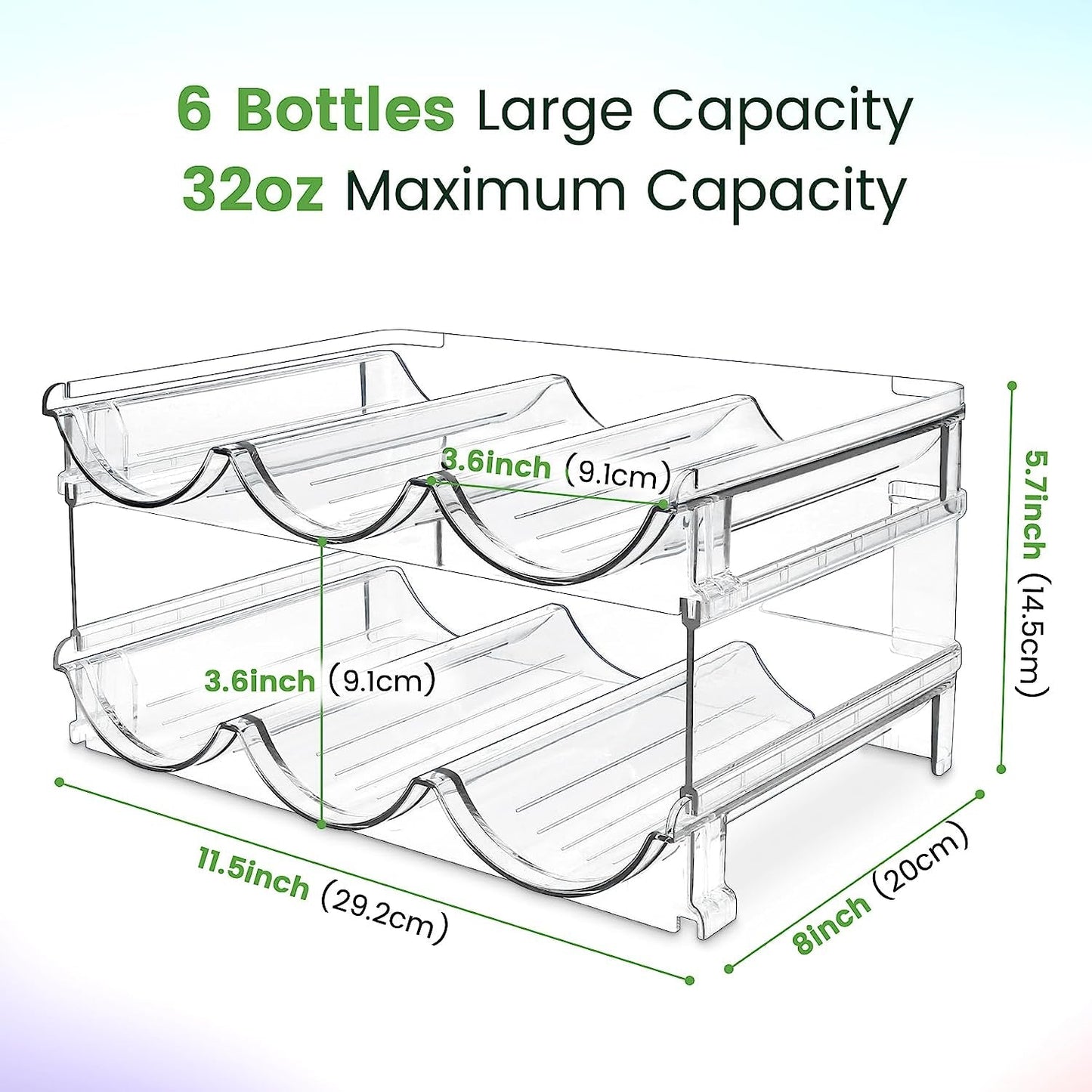 Water Bottle Organizer for Cabinet, Water Bottle Storage Organizer, 2 Packs Water Bottle Storage Rack, Water Bottle Holder for Cabinet, Stackable Water Bottle Storage Rack - Love All Things Home