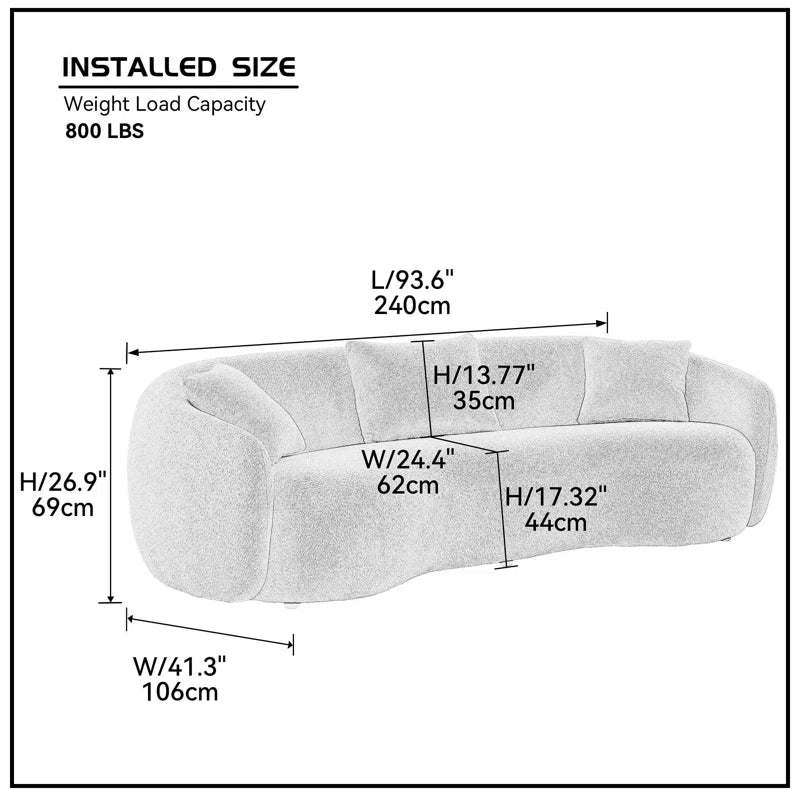 Yazgur 93.6" Curved Modern Upholstered Sofa - Love All Things Home