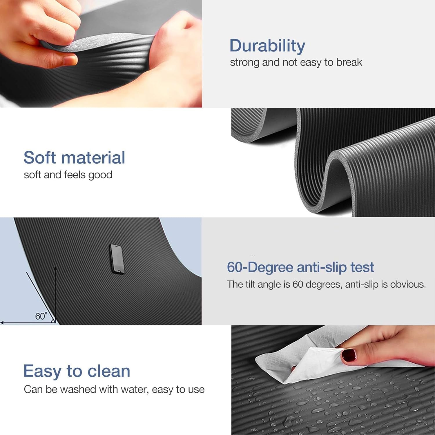 Yoga Mat Non Slip NBR Thick Yoga Mat and Carrying Strap and Bag - Love All Things Home