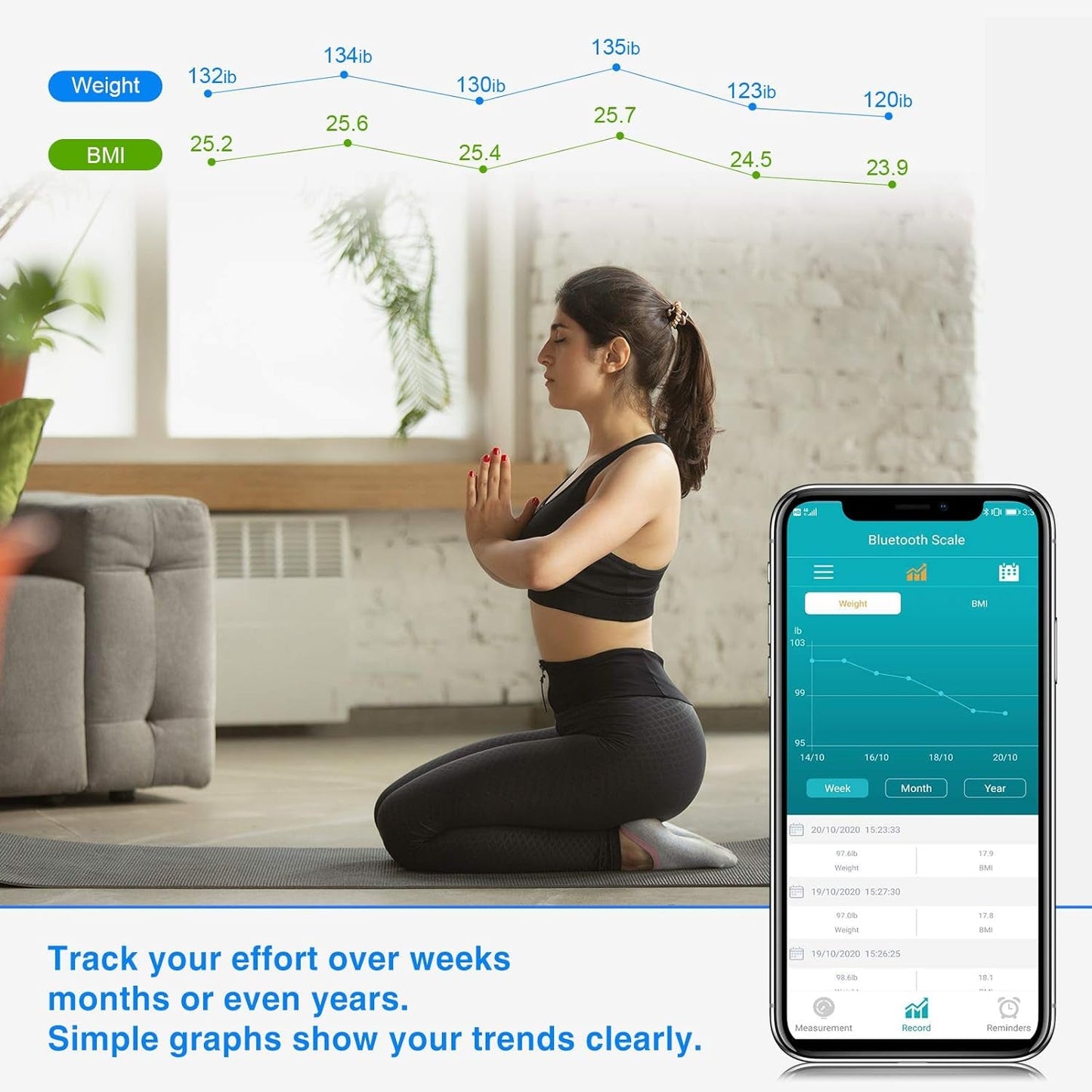 ZOETOUCH Bluetooth BMI Weighing Scale, Body Weight Scale, Smart Digital Bathroom Scales, 400 Lbs, Body Tape Measure and Batteries Included - Love All Things Home