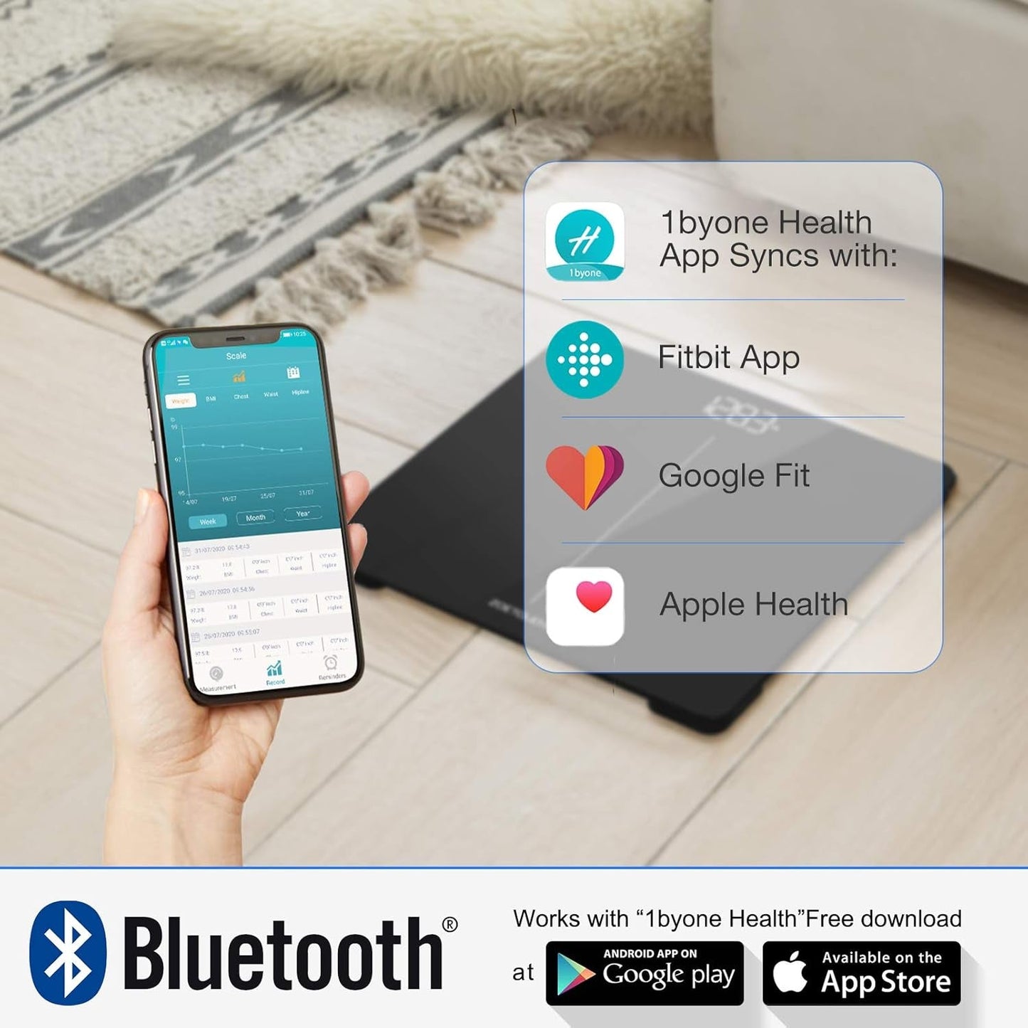 ZOETOUCH Bluetooth BMI Weighing Scale, Body Weight Scale, Smart Digital Bathroom Scales, 400 Lbs, Body Tape Measure and Batteries Included - Love All Things Home