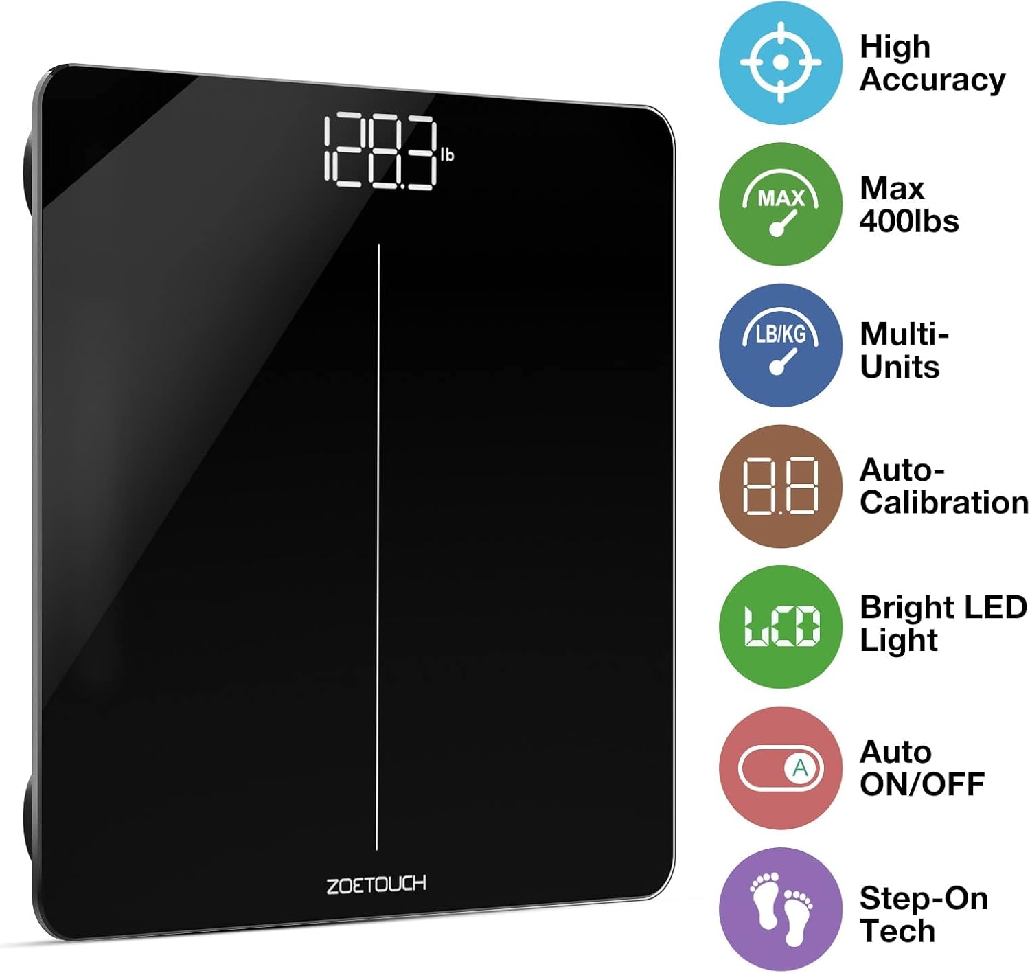 ZOETOUCH Bluetooth BMI Weighing Scale, Body Weight Scale, Smart Digital Bathroom Scales, 400 Lbs, Body Tape Measure and Batteries Included - Love All Things Home