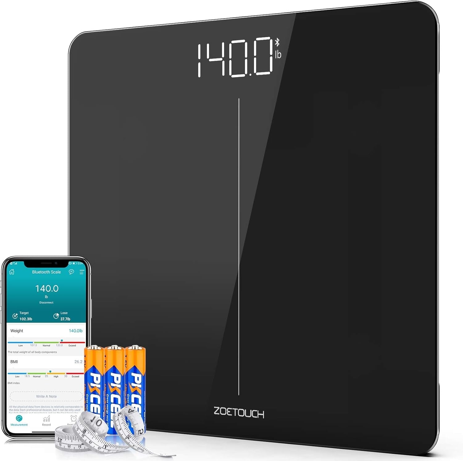 ZOETOUCH Bluetooth BMI Weighing Scale, Body Weight Scale, Smart Digital Bathroom Scales, 400 Lbs, Body Tape Measure and Batteries Included - Love All Things Home