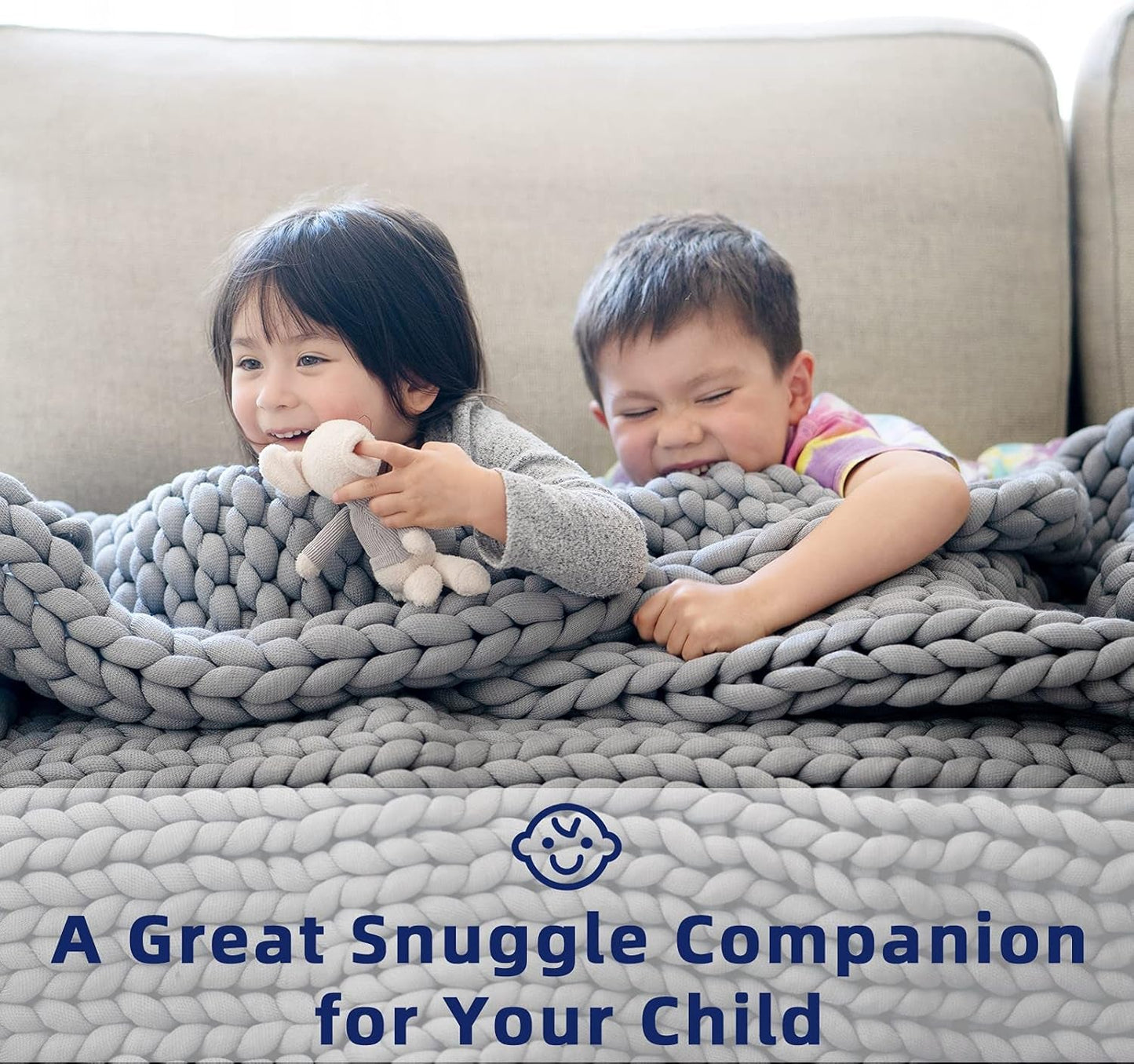 Zonli Chunky Knitted Weighted Blanket Grey 48''X72'', 12 Lbs Cool Weighted Blanket Handmade Breathable - Love All Things Home